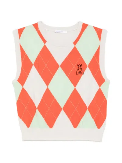 Patrizia Pepe Argyle-knit Wool Sweater Vest In Multi