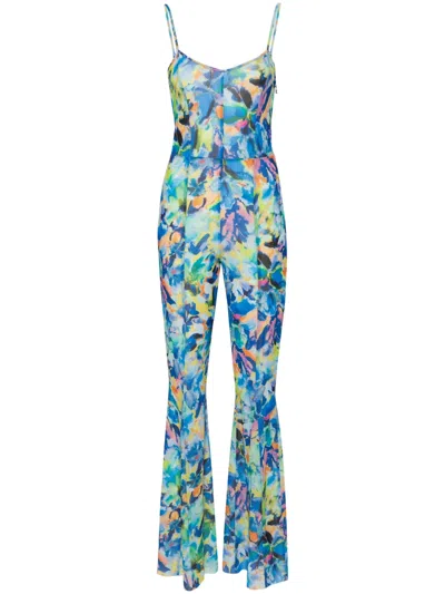 Patrizia Pepe Arty Splash-print Tulle Jumpsuit In Blue