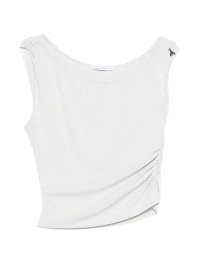 Patrizia Pepe Asymmetric Gathered Top In White