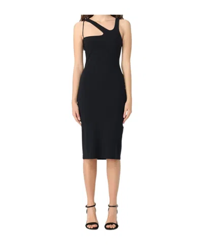 PATRIZIA PEPE ASYMMETRIC-NECK MIDI DRESS