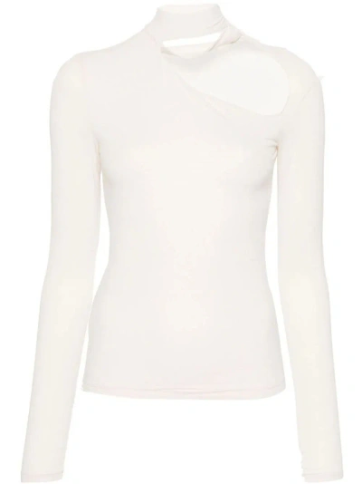 Patrizia Pepe Asymmetric-neck Sweater In White