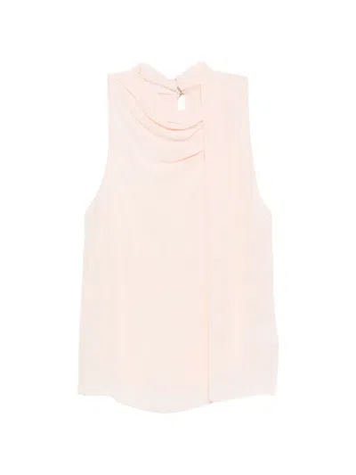 Patrizia Pepe Asymmetric Ruched Top In Transparent