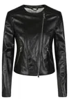 Patrizia Pepe Asymmetric Zip Jacket In Black
