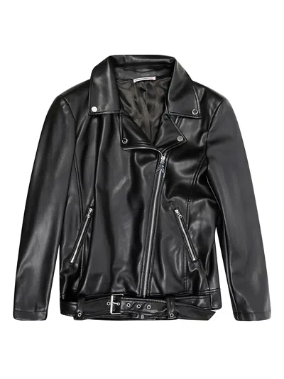 Patrizia Pepe Asymmetrical Black Eco-leather Biker Jacket