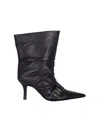 Patrizia Pepe Asymmetrical Black Leather Boots With Front Buckle Detail In Black
