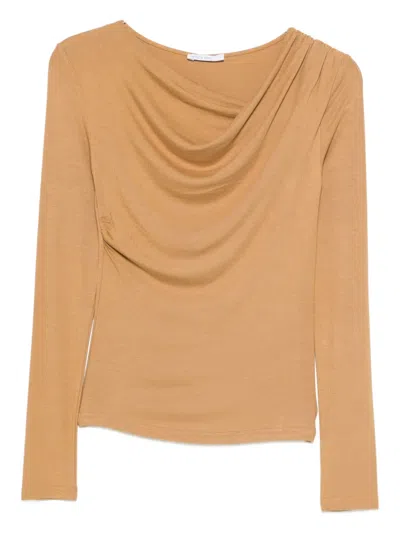 Patrizia Pepe Asymmetrical Blouse In Gold