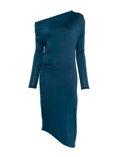 Patrizia Pepe Asymmetrical Midi Dress In Blue