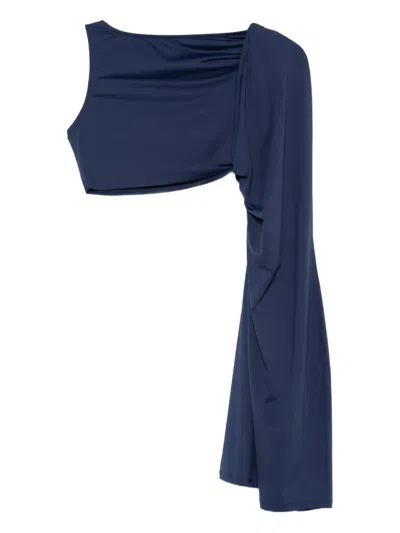 Patrizia Pepe Asymmetrical-neckline Mini Dress In Blue