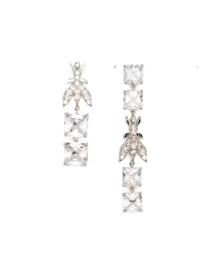 Patrizia Pepe Asymmetrical Pendant Earrings In White