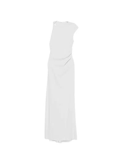 Patrizia Pepe Asymmetric-arm Maxi Dress In White