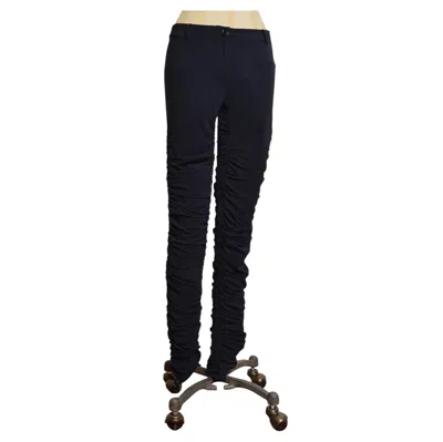 Pre-owned Patrizia Pepe Avant Guard 2000s  Blue Black Ruched Skinny Low Rise Pants Trousers