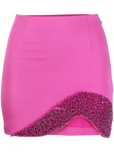 Patrizia Pepe Bead-detailing High-waisted Miniskirt In Pink