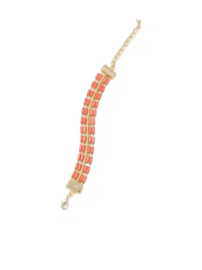 Patrizia Pepe Bead-embellished Bracelet In Orange