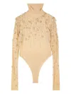 Patrizia Pepe Bead-embellishment Bodysuit In Gold