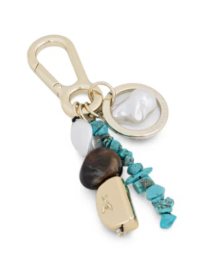 Patrizia Pepe Beaded Charm Keyring In Gold