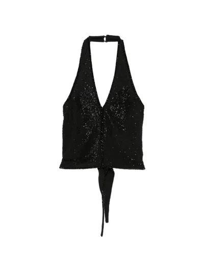 Patrizia Pepe Bead-embellished Halterneck Top In Animal Print