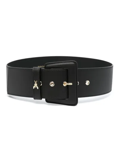 Patrizia Pepe Bee-charm Leather Belt In Black