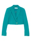 Patrizia Pepe Bee-embellished Cropped Jacket In Green