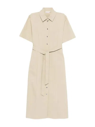 Patrizia Pepe Beige Cotton Polyamide Elastan Dress