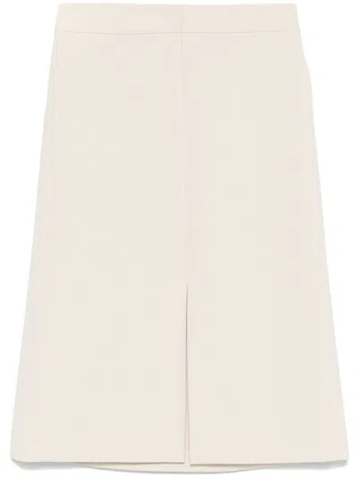 PATRIZIA PEPE BEIGE FLARED MIDI SKIRT
