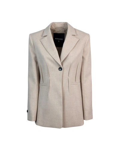 Patrizia Pepe Beige One Button Blazer In B782craft Beige Melange