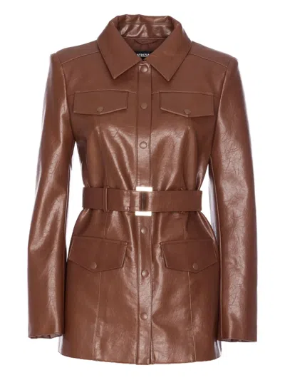 Patrizia Pepe Brown Jacket Frontal Buttons Closure In Multi