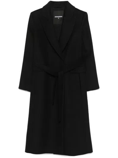 Patrizia Pepe Belted Coat In Black