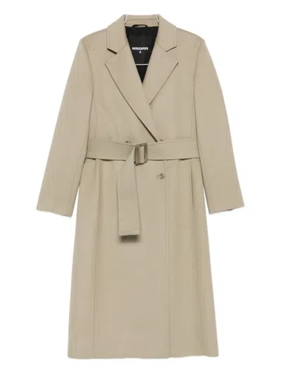 Patrizia Pepe Belted Double-breasted Coat In Neutral