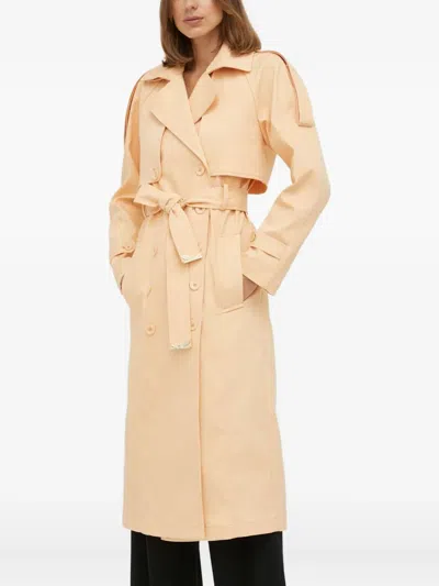 Patrizia Pepe Belted Double-breasted Coat In Neutral