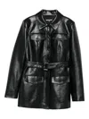 Patrizia Pepe Belted Flap-pocket Jacket In Black