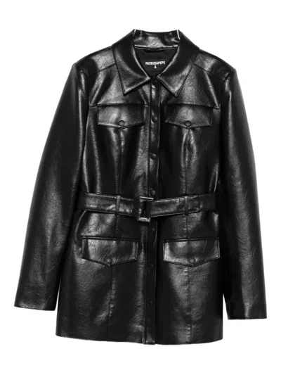 Patrizia Pepe Belted Flap-pocket Jacket In Black