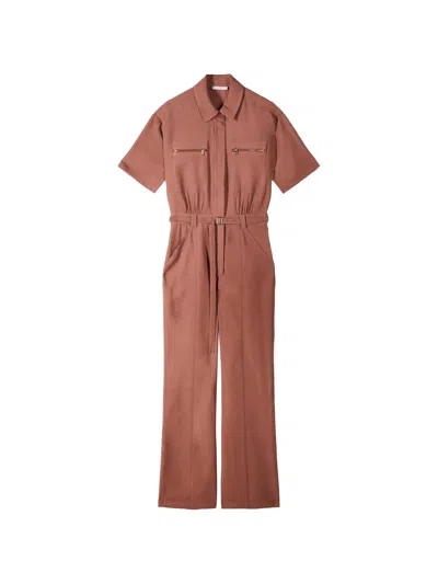 Patrizia Pepe Belted Jumpsuit In Brown