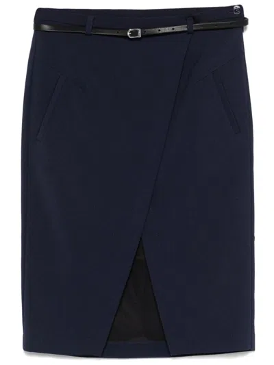 Patrizia Pepe Belted Mini Skirt In Blue