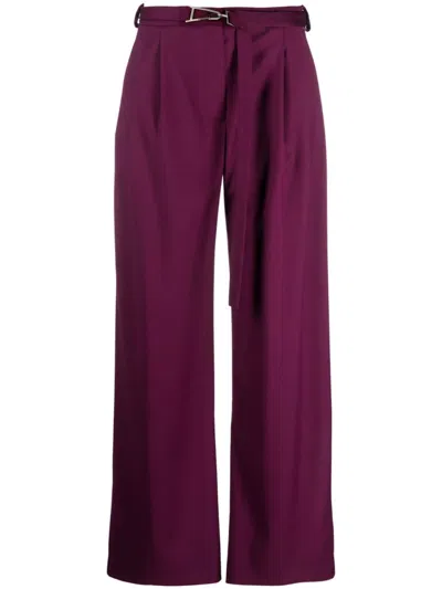 Patrizia Pepe Belted Palazzo-design Trousers In Purple