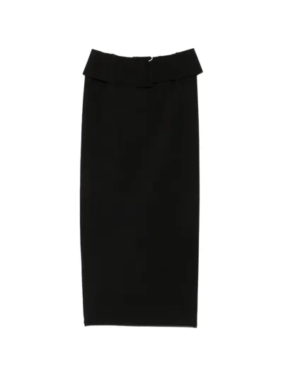 Patrizia Pepe Belted Pencil Midi Skirt In Black