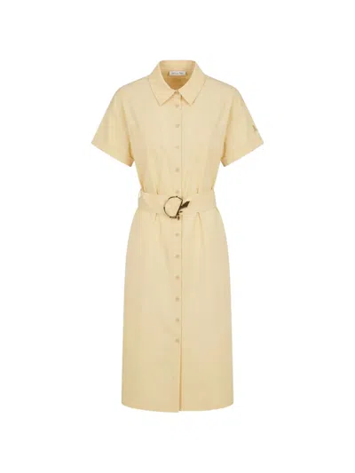 Patrizia Pepe Belted Short-sleeve Midi Shirt Dress In Yellow