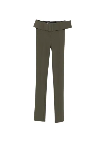 Patrizia Pepe Belted Slim-fit Trousers In Gray