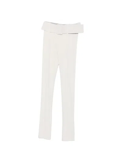 Patrizia Pepe Belted Slim-fit Trousers In White