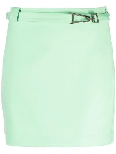 Patrizia Pepe Belted Straight Mini Skirt In Green