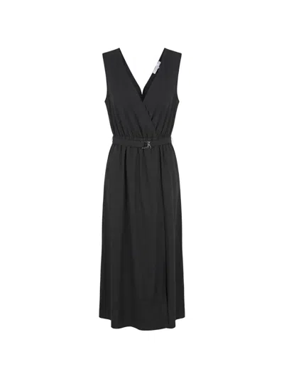 Patrizia Pepe Belted Wrap-design Midi Dress In Black