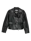 Patrizia Pepe Belted Zip-up Biker Jacket In Black