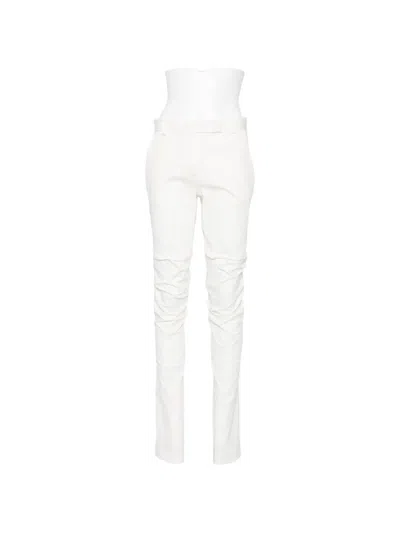 Patrizia Pepe Belt-loop Ruffled Trousers In White