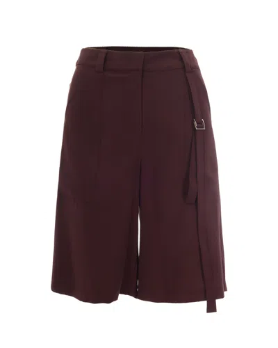 Patrizia Pepe Bermuda Tencel Wood Brown In Burgundy