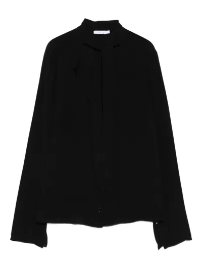 PATRIZIA PEPE PATRIZIA PEPE BLACK HIGH NECK SHIRT WITH SUBTLE TIE DETAIL