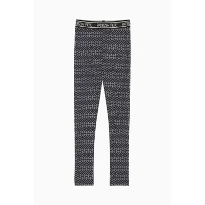 Patrizia Pepe Black Polyester Leggings In Gray