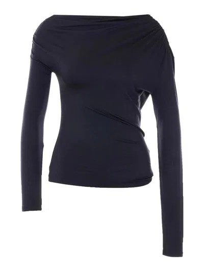 Patrizia Pepe Black Ruffled Long Sleeves Top