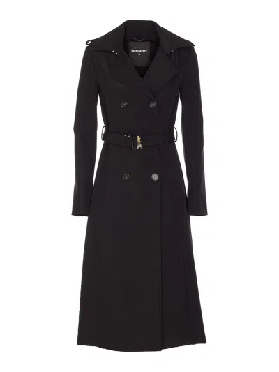 Patrizia Pepe Black Textile Fibre Elastane Trench