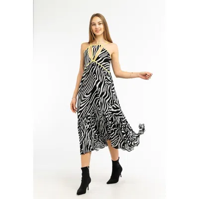 Patrizia Pepe Zebra-print Ruffled-hem Maxi Dress In Black