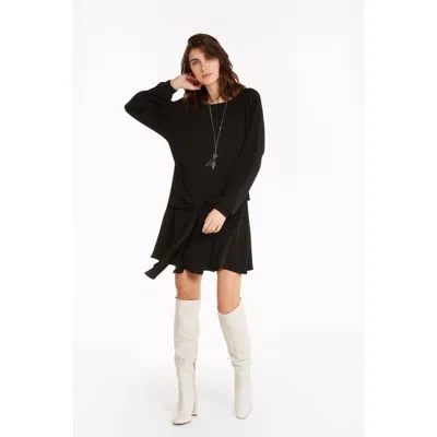 Patrizia Pepe Knot-detail Long-sleeve Dress In Black