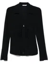 Patrizia Pepe Black Zip Front Shirt With Ruching In Black